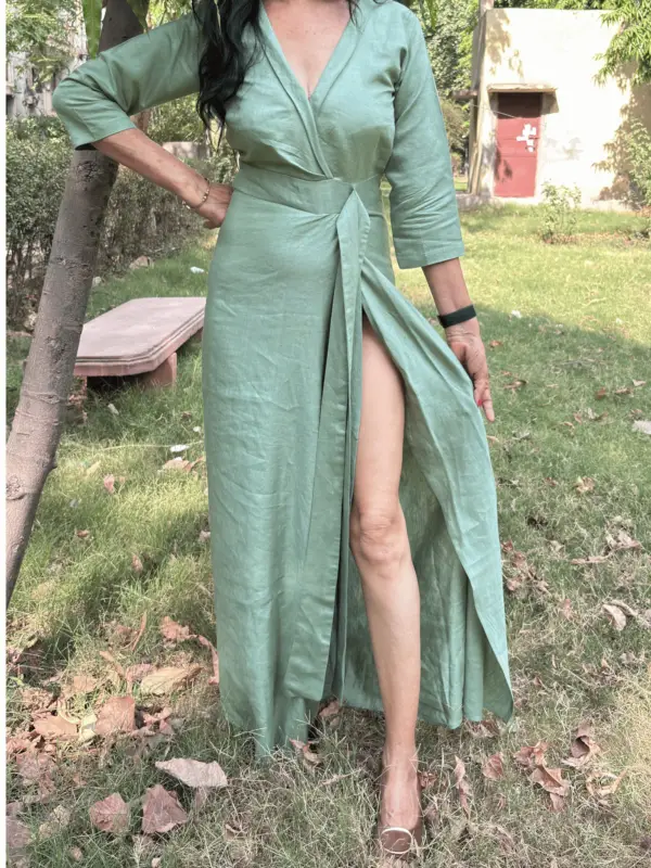 sakura breeze mint japanese wrap dress